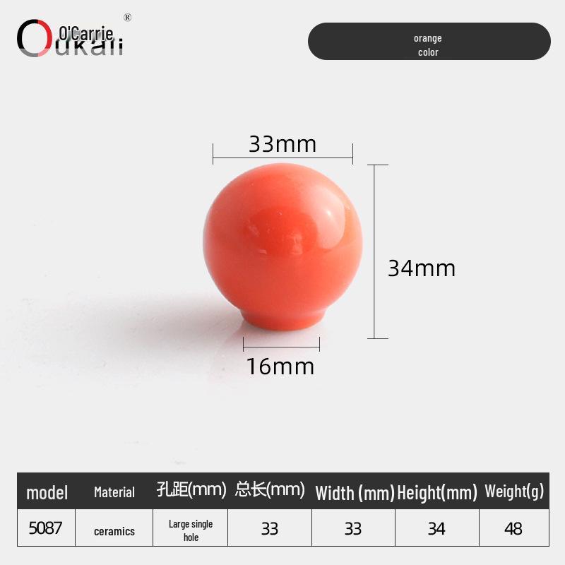 Colorful Ceramic Knob for Cabinets & Drawers - Round, Single Hole Design