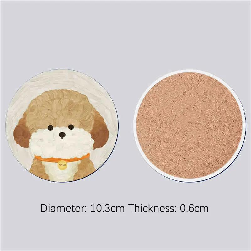 

Мила підставка Кругла Мультяшна Собака Керамічна Креативна Абсорбуюча Підставка Теплоізоляційний Килимок Кухонний Декор Посуду Напої