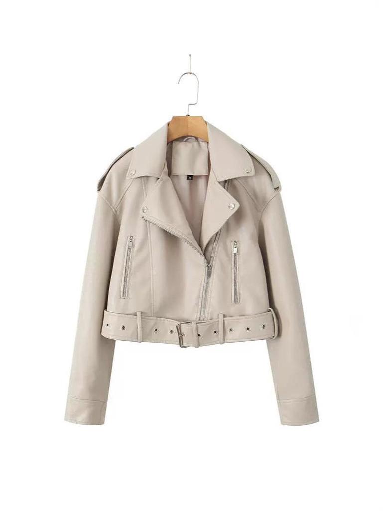 2025 European & American Washed Faux Leather Motorcycle Jacket - New Autumn/Spring Collection