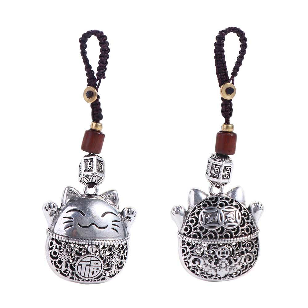 Araba Anahtarı Takıları Çin Tarzı Kolye Şanslı Kedi Anahtarlık Anahtarlık Askısı Maneki Neko Kolye