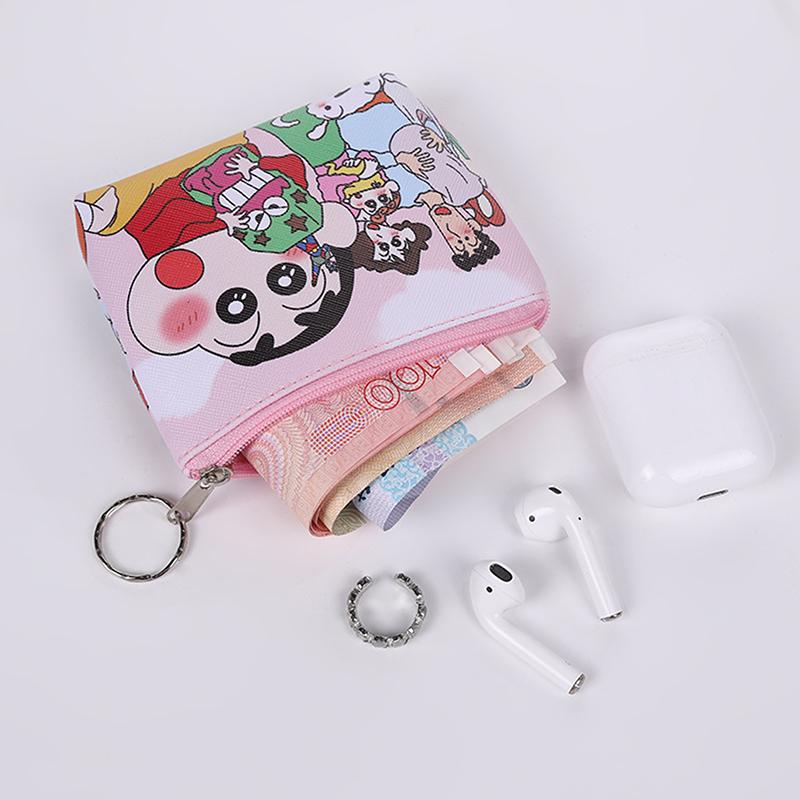 Crayon Shinchan Coin Purse Cute Anime Student Wallet Cartoon Travel Wallet Keychain Key Charger Storage Bag Gift