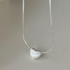 New S925 Sterling Silver Snake Chain Drawing Love Necklace Simple Heart Shaped Pendant Women's Gift Boutique Fine Jewelry NK034