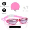 Professional Adult Racing Swim Set: Anti-Fog Silicone Goggles with Plated Waterproof Glasses