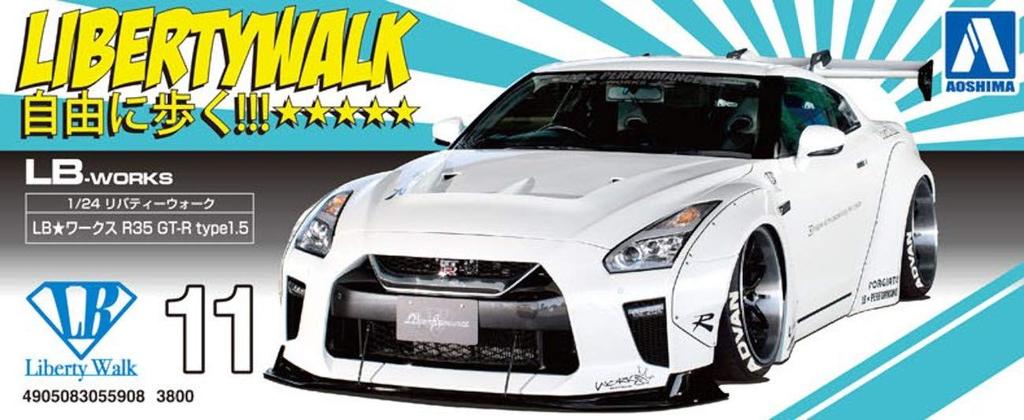 Aoshima Bunka Kyozai Scale Liberty Walk Series 11 LB Works R35 Type Plastic Model (AOSHIMA) 1/24 No. GT-R 1.5