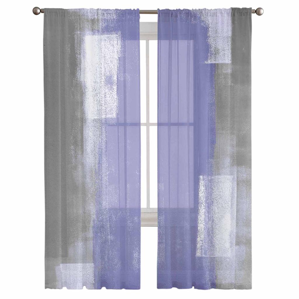 Perdele Voal Subțire cu Textură Pictură în Ulei Mov pentru Sufragerie Dormitor Bucătărie Pentru Ferestre Draperii Voal Decorațiuni Casă