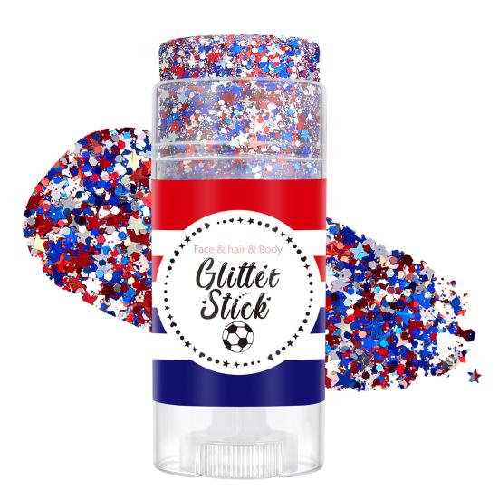 16G Hair Face Body Glitter Stick for Independence Day, Fourth of July Patriotic Red White Blue Glitter Stick, Makeup Accessory