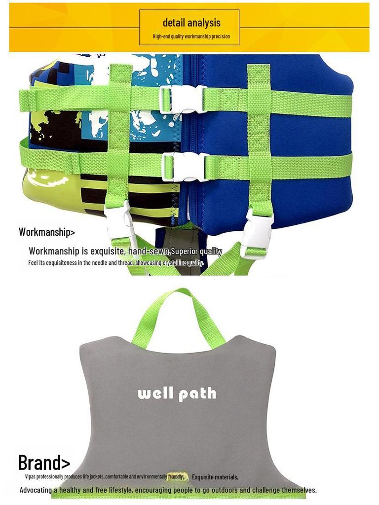 WELLPATH Kids' Swim Vest: Large Buoyancy Life Jacket for Boys & Girls' Swimming Assistance