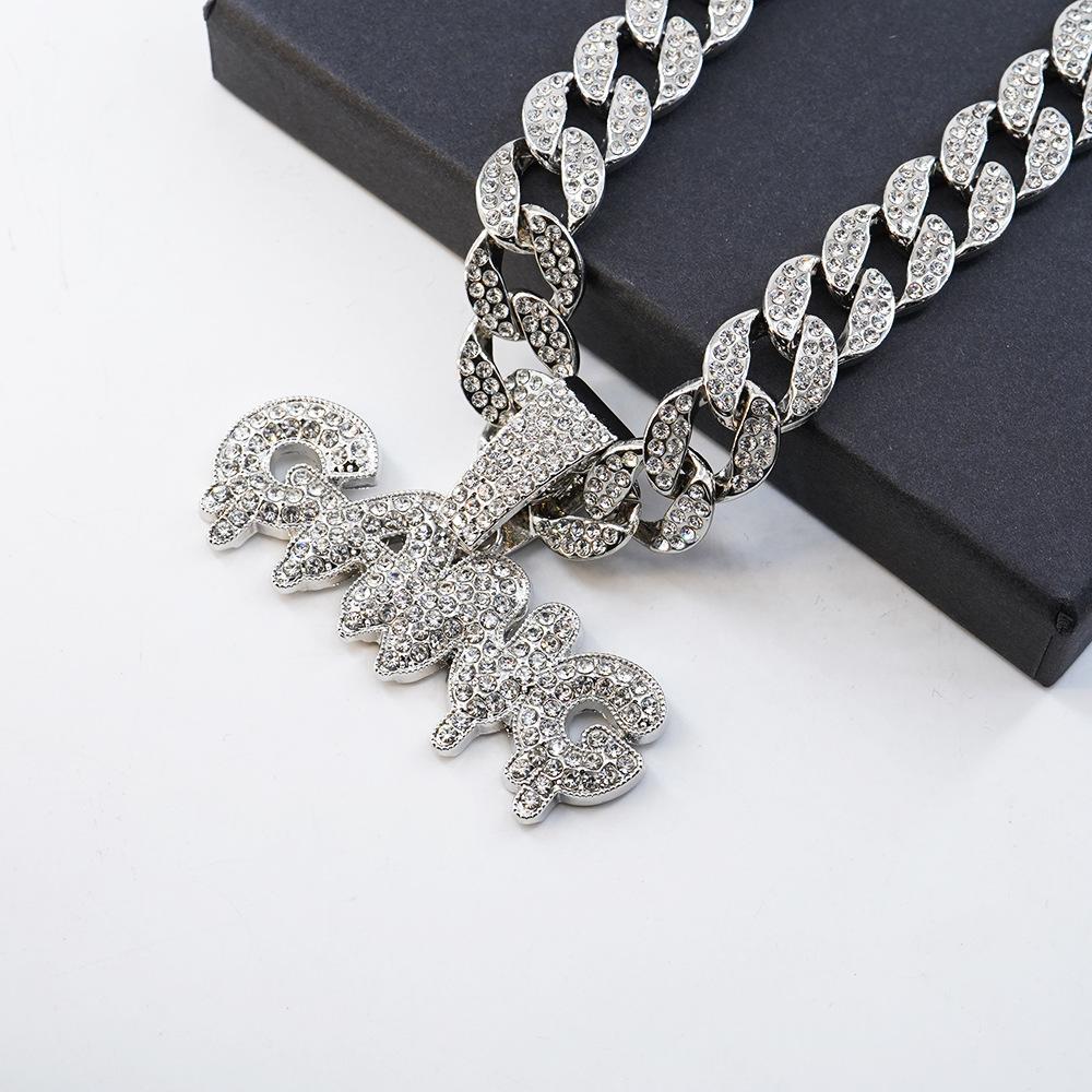 Hip Hop GANG Letter Pendant Street Personality Design Letter Cuban Chain Jewelry