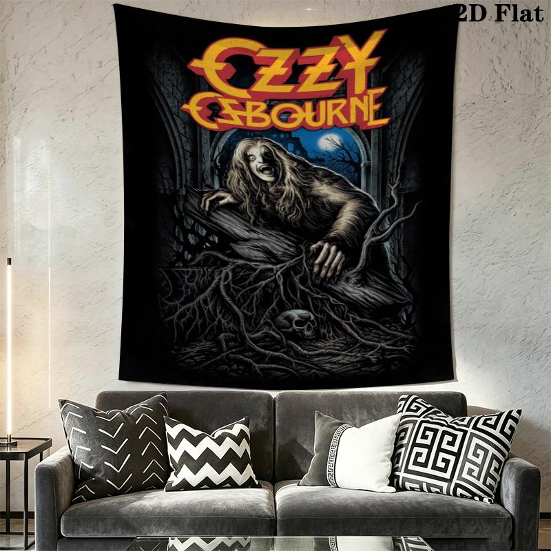 Ozzy Osbourne Wall Tapestry Aesthetic Wall Hanging Printed Fabric Blanket Decorative Tapestries for Bedroom Living Room Home Decor