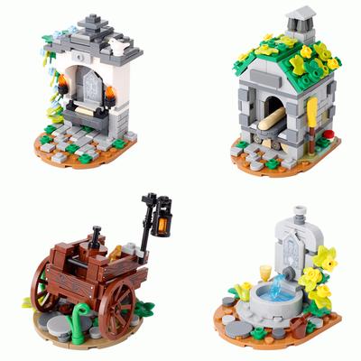 MOC Medieval Military Building Blocks Soldiers Figure Accessories  Holy Place Fountain Street View Army Bricks Gifts Toys