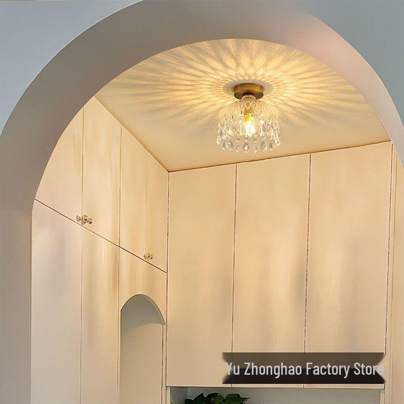 Chinese Style Retro Crystal Pendant Ceiling Light for Corridor, Aisle, Entrance, or Balcony