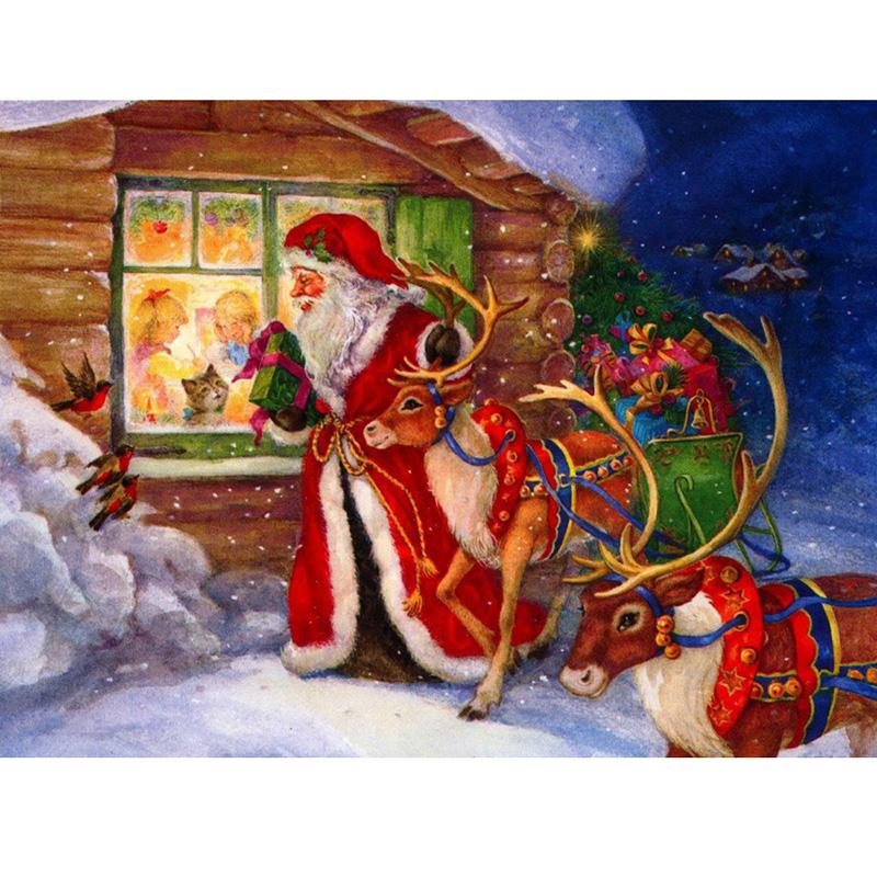DIY Santa Claus 5D Diamond Painting Full Round Drill Snowman Diamond Embroidery Cross Stitch Kits Christmas Gift Home Decor