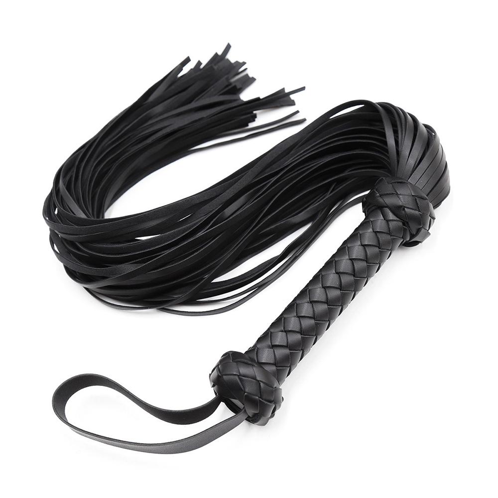 Fetish Slave PU Leather Whip Flogger Handle Master Spanking Paddle Knout Flirt  Adult Game Erotic Sex Toys for Women Couples