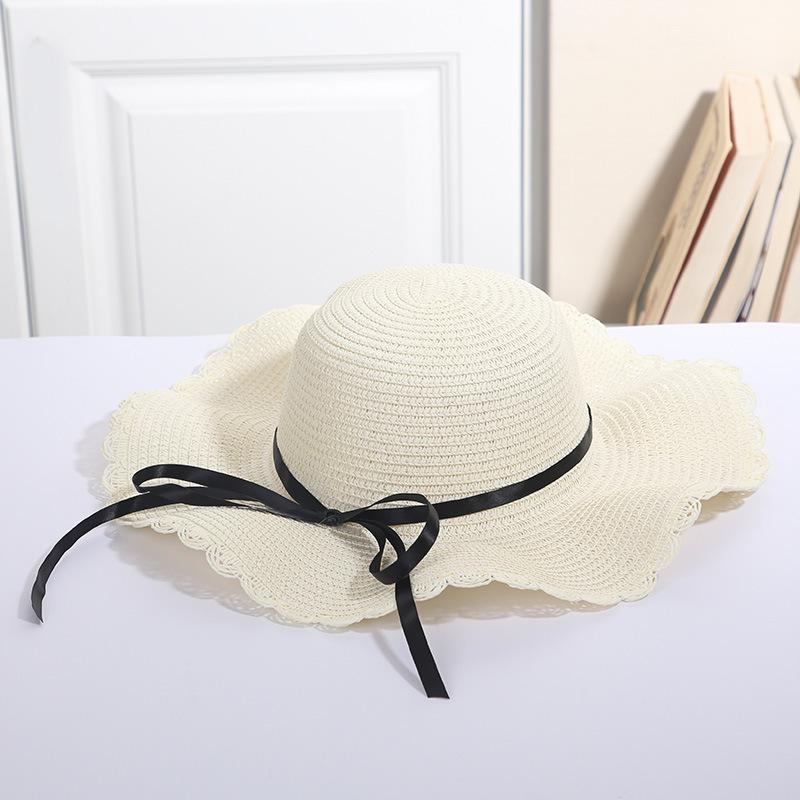 Spring And Summer Women's Hat Sunscreen Beach Fisherman's Straw Hat, Large Brim, Bamboo Hat, Bowtie, Fashion Outdoor H31