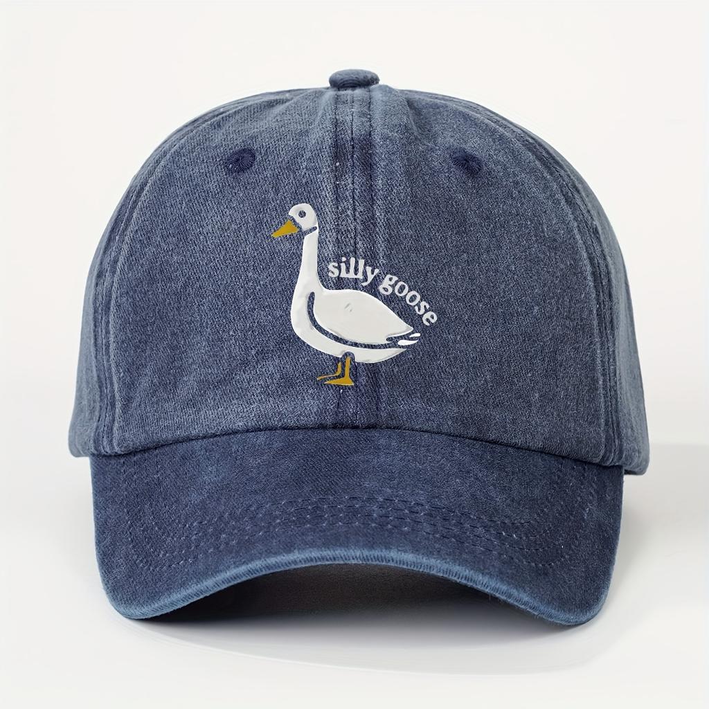 SILLY GOOSE Printed Casual Trendy UnisexS Washed Vintage Baseball Cap Fashionable Outdoor Urban Style Unisex Dad Hat Suitable fo