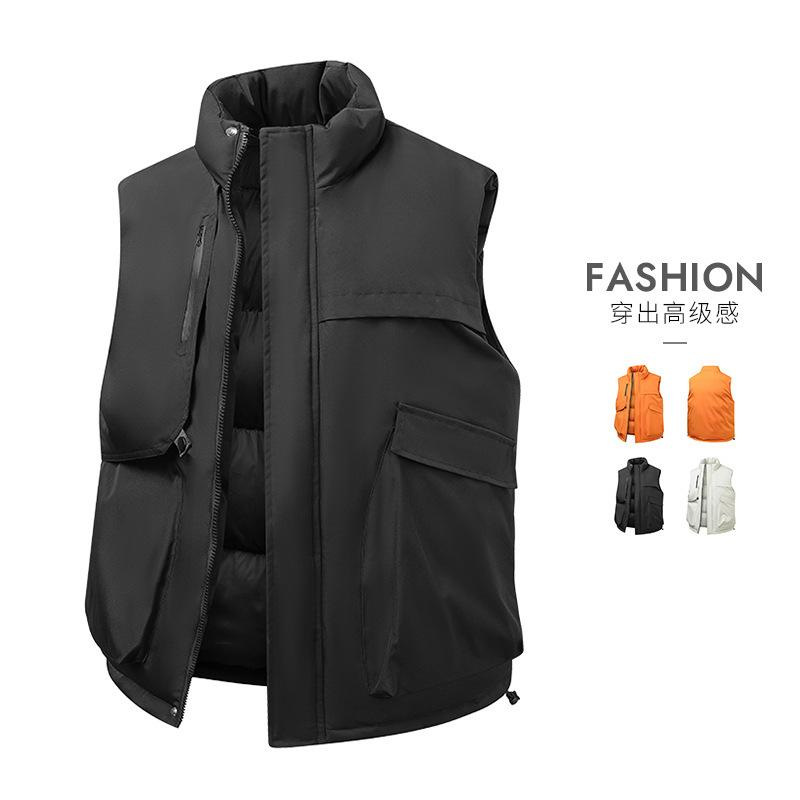 Winter men's thickened warm stand-up collar cotton vest large size fattened loose vest jacket sports cold-proof vest men