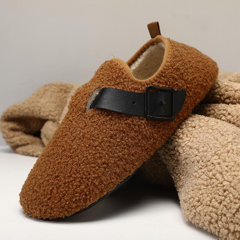 

Новые хлопковые туфли на мягкой подошве из овечьей шерсти, повседневные уличные, с начесом, утолщенные, теплые туфли-бини, пушистые туфли 46-47