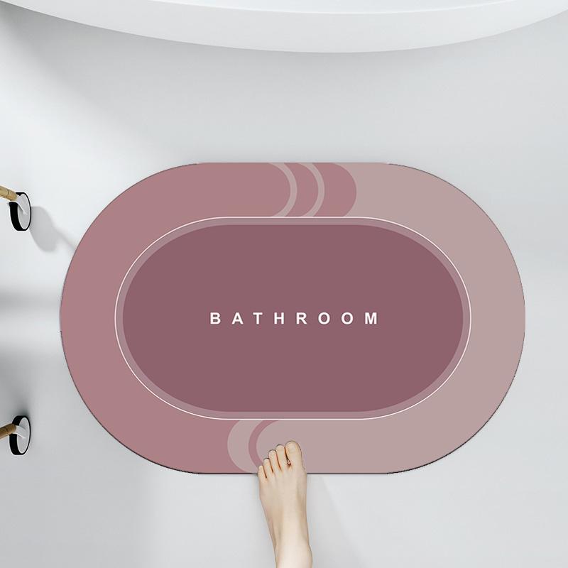 Super Absorbent Diatom Mud Bath Mat Non-Slip Quick Dry Bathroom Rug with Rubber Backed Soft Diatomite Floor Mat for Shower