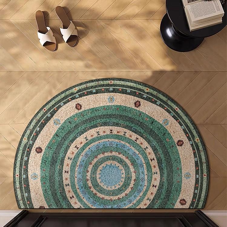 Vintage Half Circle Carpet Door Mat Entrance Home Foot Pad Mud Scraper Durable Easy Clean Entrance Rug Indoor Outdoor Use