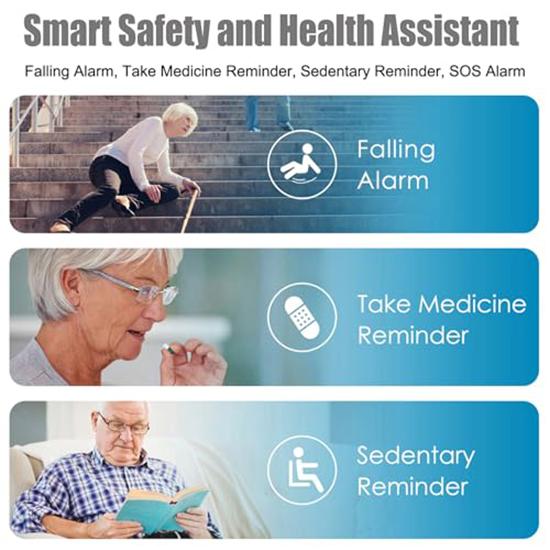 Smartwatch Personal Mayores Con Detección De Alerta De Caída Y Seguimiento De Ubicación Por GPS SOS Botón De Alarma De Emergencia Videollamada