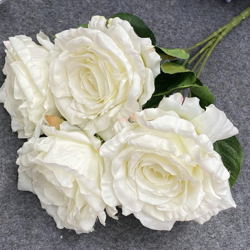 

Artificial Rose Silk Flowers Bouquet Wedding Decor Home Photography Prop Floral White