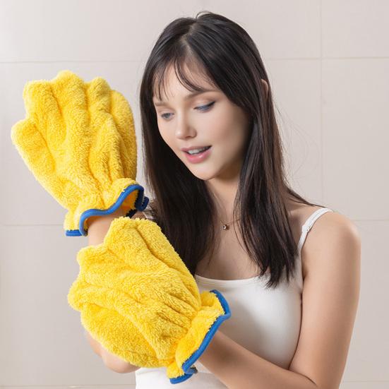 Haartrockenhandschuhe Saugfähig Schnelltrocknend Stylinghandschuhe Haartrockentuch Alternative Weiche Flauschige Fäustlinge für Alle Haartypen