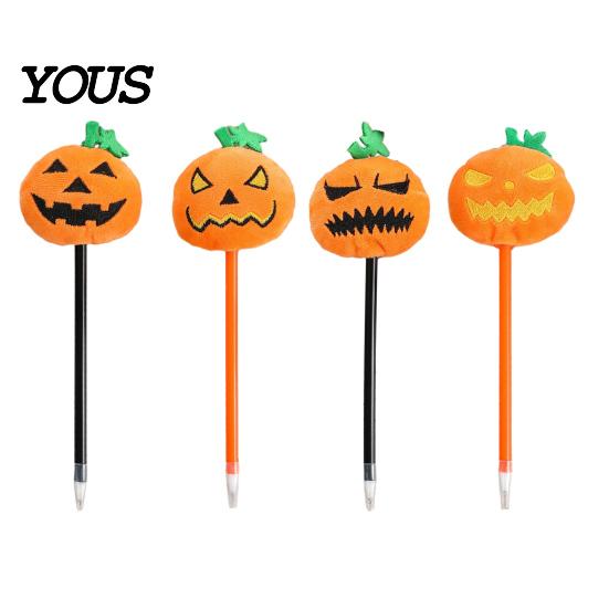 Gel Pens Halloween Pumpkin Ink Pen, 0.7mm Rollerball Pen with Plush Pumpkin, Novelty Black for Party Favors, Gift Supplies Smooth Writing