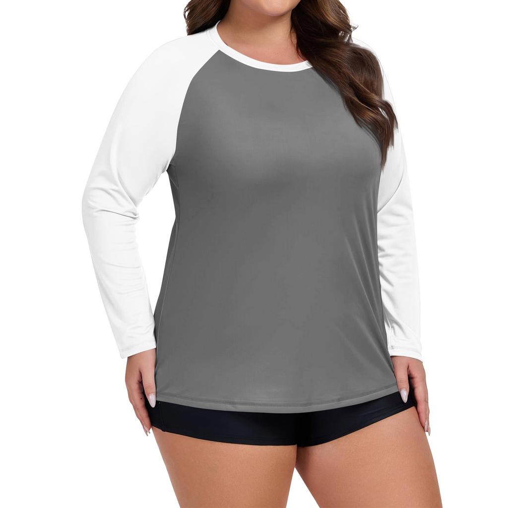 Dámské plavky s dlouhým rukávem ve velkých velikostech v kontrastních barvách, sluneční bunda, rychleschnoucí turistický top