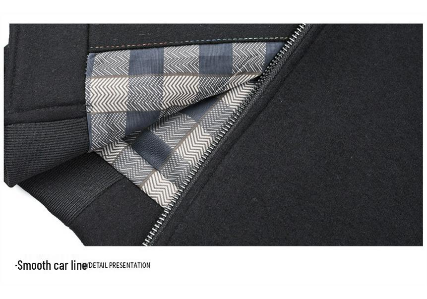 Men's Thick Warm Wool Tweed Stand-Collar Jacket for Spring and Autumn - Ideal for Middle-Aged Business Casual Wear