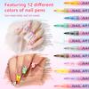 12/24 Pcs Nail Art Pens 12 Colors DIY Nail Art Markers Professional Nail Polish Pen Set Abstract Line Manicure Tools for Women