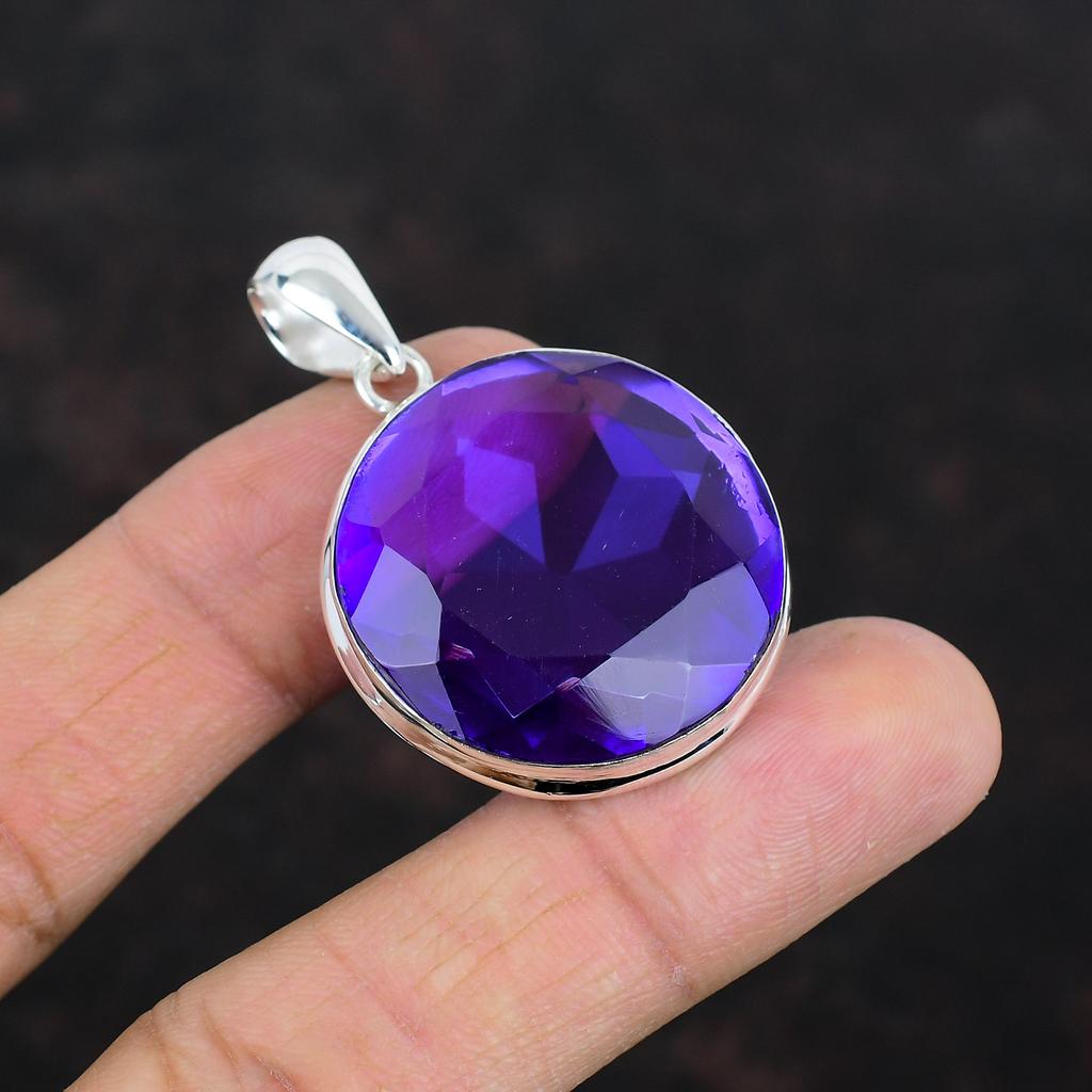 Faceted African Amethyst Pendant 925 Sterling Silver Pendant Antique Pendant African Amethyst Gemstone Jewelry Handmade Pendant Wedding Gift