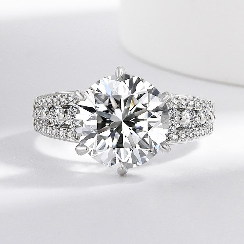 925 Sterling Silver 5 Carat D Color Simulated Moissanite Ring for Women Engagement Proposal Couple Wedding Band Matching Jewelry Gift