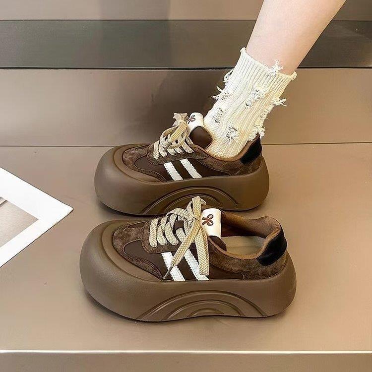 Платформенные туфли-хлебушки женские ретро повседневные увеличивающие рост кеды спортивные белые туфли 35