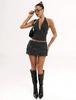 Women's Retro Halter V-Neck Polka Dot Top & Ruffled Skirt Set