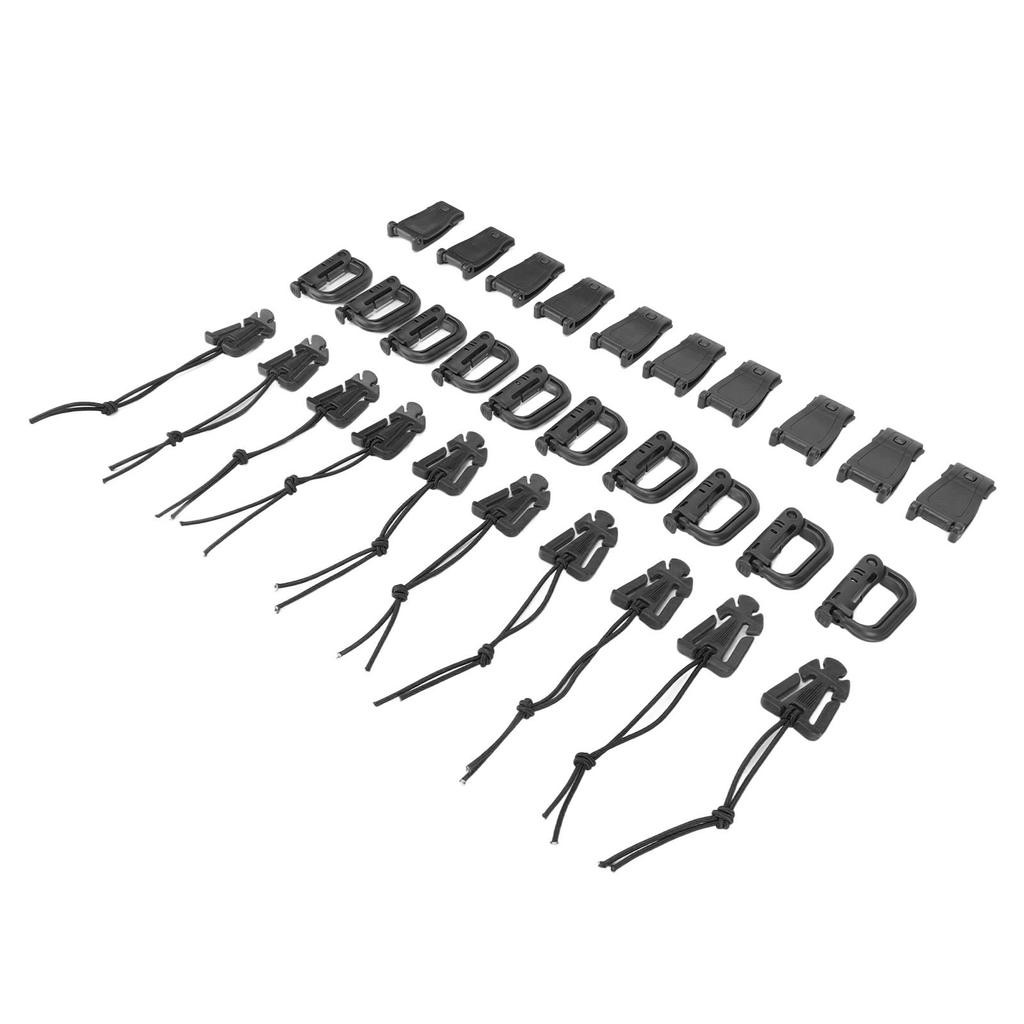 30 Pieces Backpack Bag Clip Strap Set with D Grimlock Locking Web Dominator Elastic St s Strap Management Tool Buckle