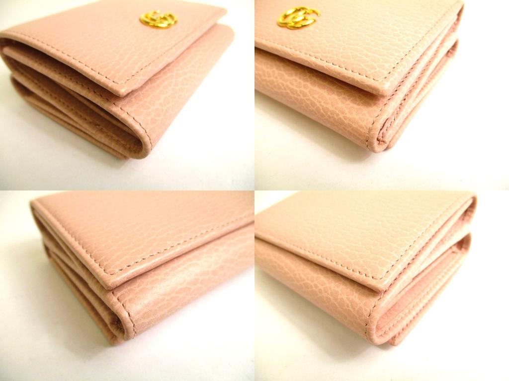 Authentic GUCCI Double G Marmont Light Pink Leather Trifold Wallet #9926  Refurbished