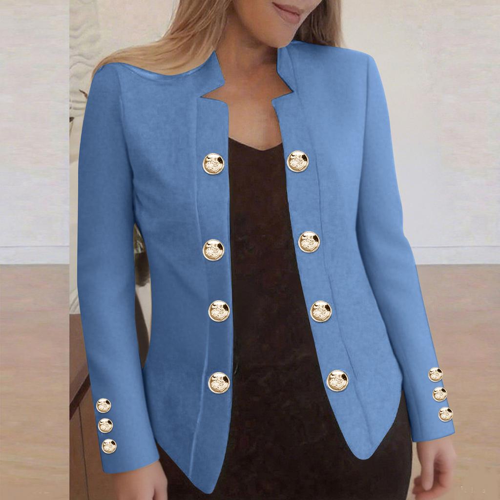 Fashionable Women's Solid Color Casual Long-sleeved Button Cardigan Jacket