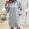 YYFS Women's Fashion Casual Solid Color Stripe Print Autumn Winter Long Sleeve Hooded Sweaters Dresses
