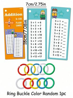 Math Flash Cards for Kids – Addition Subtraction Multiplication Division Learning Toys (Random Pen & Ring Color)