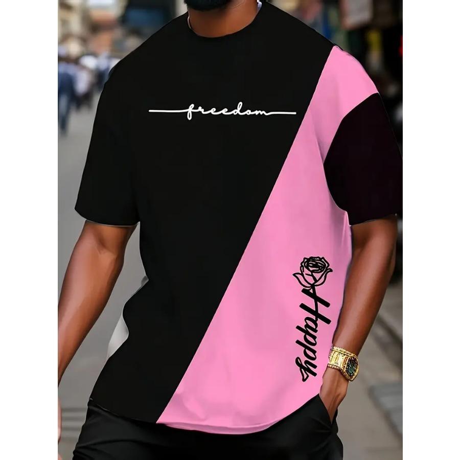 

Мужская модная спортивная футболка с круглым вырезом и коротким рукавом — удобная, универсальная и дышащая — идеально подходит для лета, весны и занятий спортом XL розовый