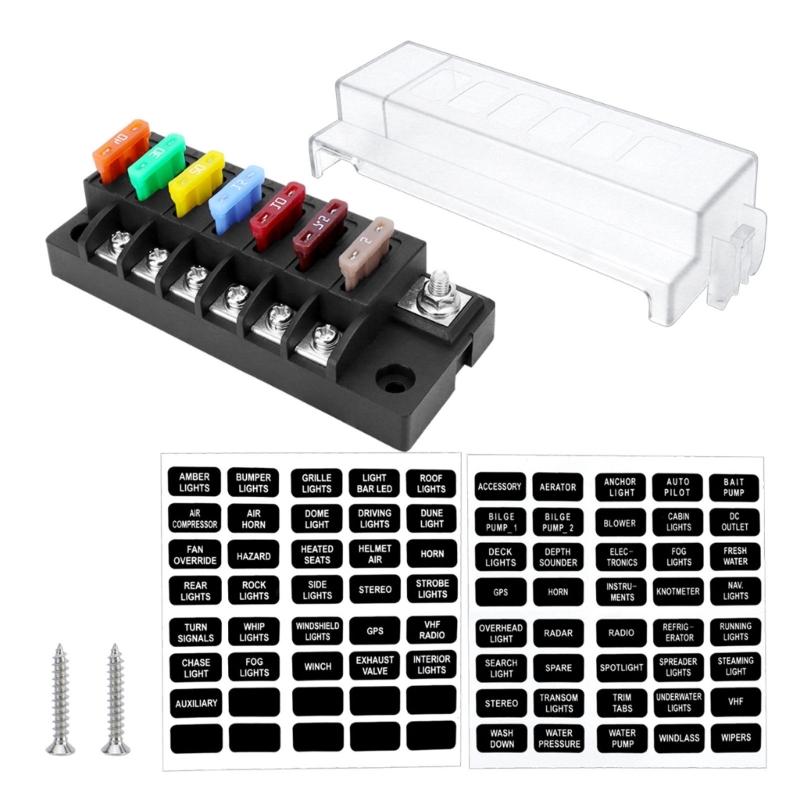 6 Way Automotive Safety Box With LED Indicator Water Resistant Blade Connection Unit For Cars Trucks Boats Mobile Homes