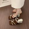Two-way Cross-strap Open-toed Cool Slippers Women's Summer Wear French Beautiful Not Tired Thick-heeled Roman Sandals