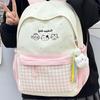 Schultasche Schüler Schultasche Kariert Farbkombination Schultasche Mädchen Mittel- und Oberschüler Rucksack mit großem Fassungsvermögen Studenten Klein