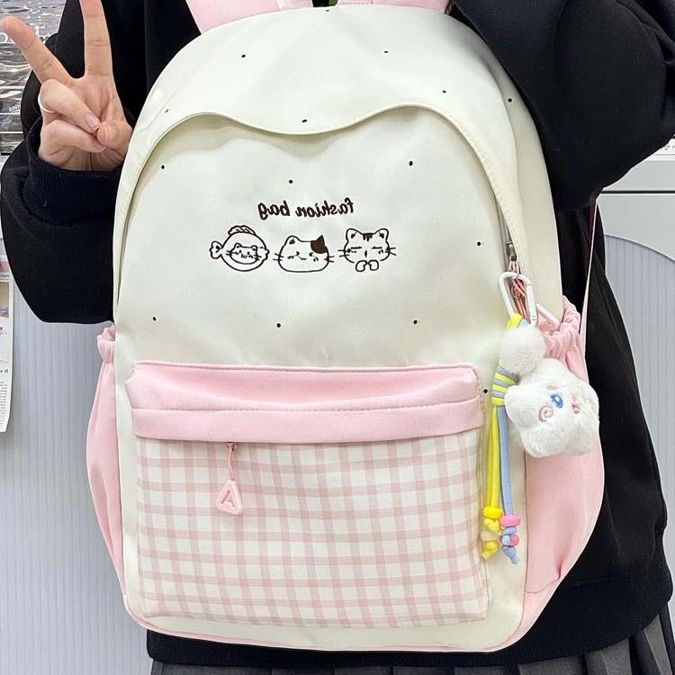 Schultasche Schüler Schultasche Kariert Farbkombination Schultasche Mädchen Mittel- und Oberschüler Rucksack mit großem Fassungsvermögen Studenten Klein