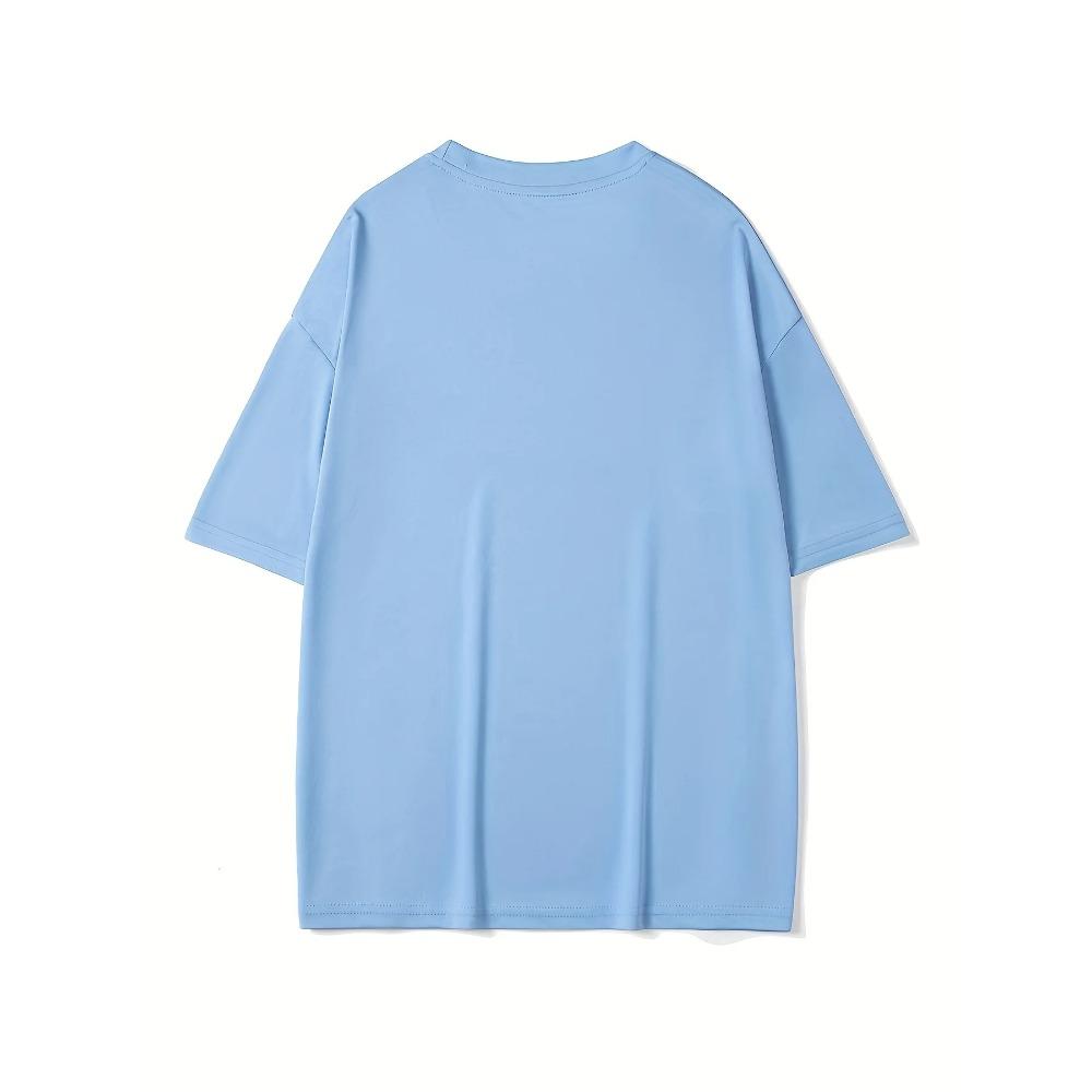 Summer men's 100% cotton casual loose size Jumping In Beer print round neck short sleeved T-shirt top