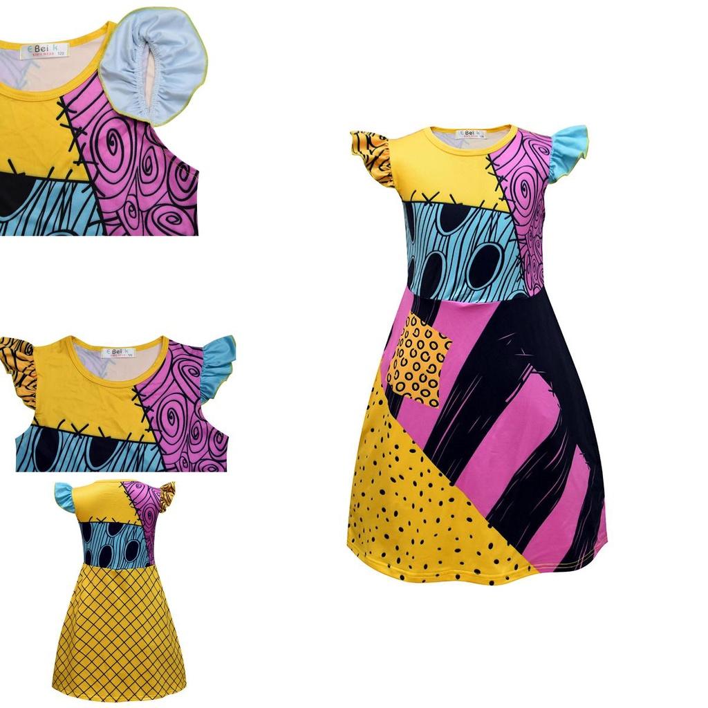 Enchanting Nightmare Before Christmas Sally Dress Costume For Girls Soft And Durable