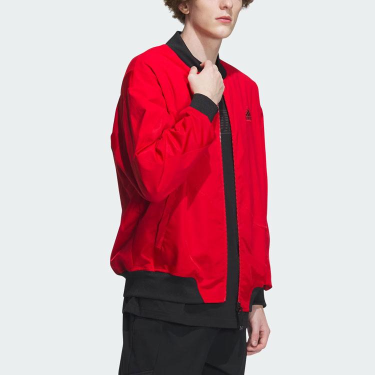 adidas Men's CNY Collection Baseball Collar Bomber Jacket Red IZ1614
