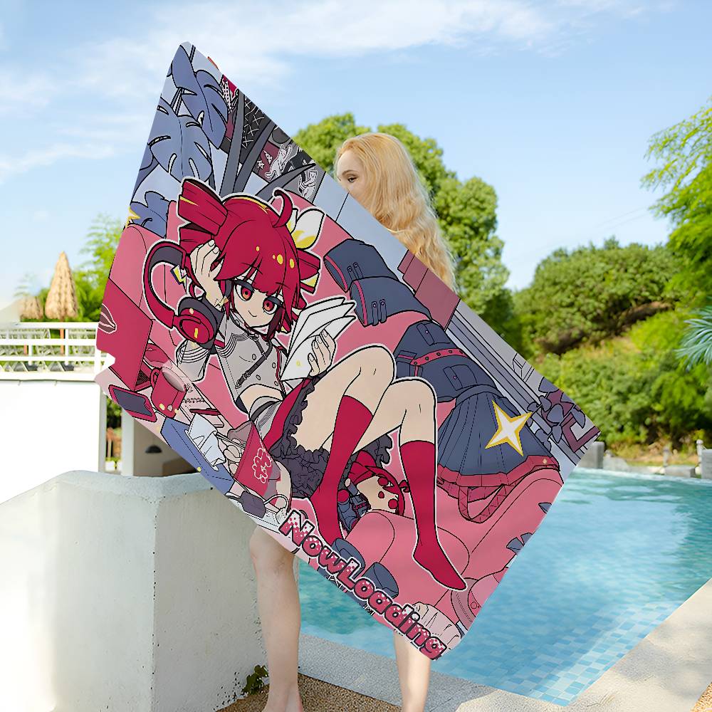 Popular Singer Kasanes Teto Anime Beach Swimming Towel Soft Absorbent Washcloth Children's Gifts for Kids Travel Camping Gym