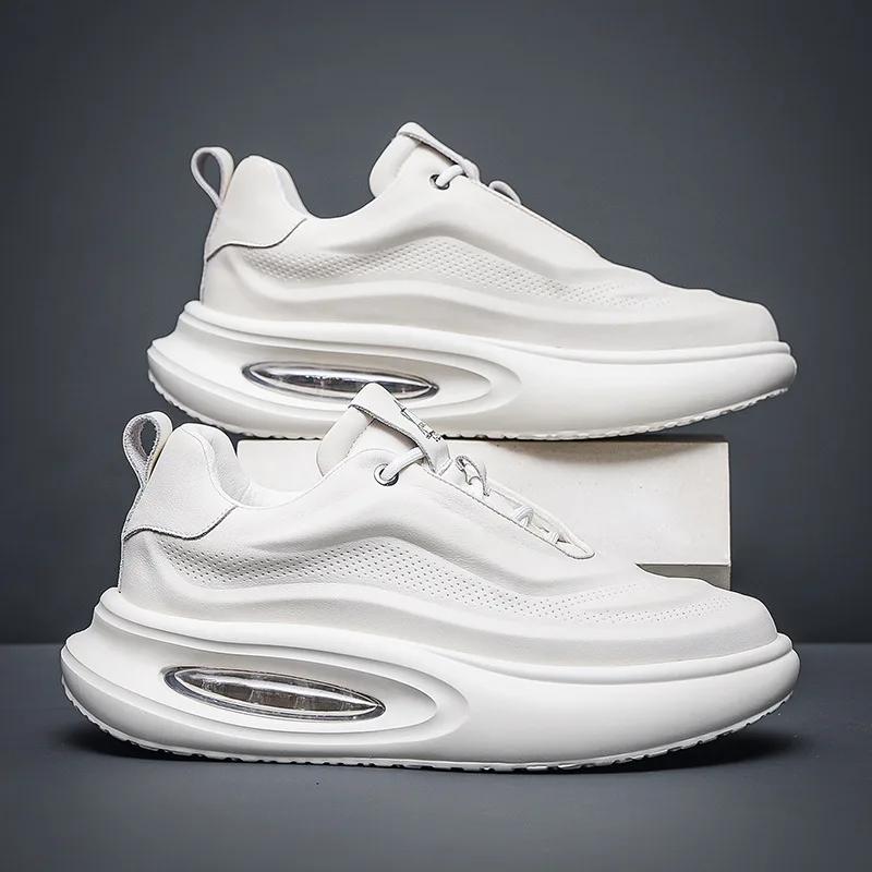 

Мужская обувь из натуральной кожи, модный тренд, повседневная спортивная обувь на воздушной подушке, роскошные кроссовки, мужская кожаная оригинальная обувь 38