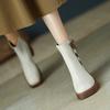 Female Autumn Winter Bow Short Boots for Women Square Head High Heels British Style Side Zipper Thick Bottom Party Shoes